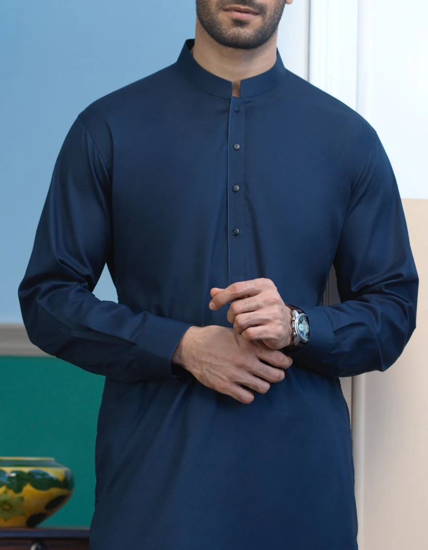 NAVY BLUE KAMEEZ SHALWAR | JJKS-S-US-36802/S21/JJ7025-PN - Image 2