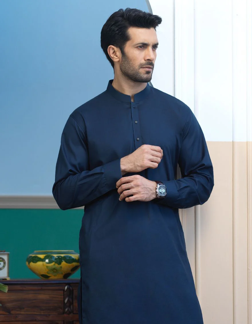 NAVY BLUE KAMEEZ SHALWAR | JJKS-S-US-36802/S21/JJ7025-PN - Image 3