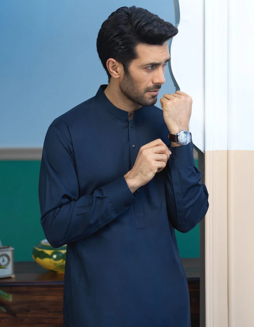NAVY BLUE KAMEEZ SHALWAR | JJKS-S-US-36802/S21/JJ7025-PN - Image 5