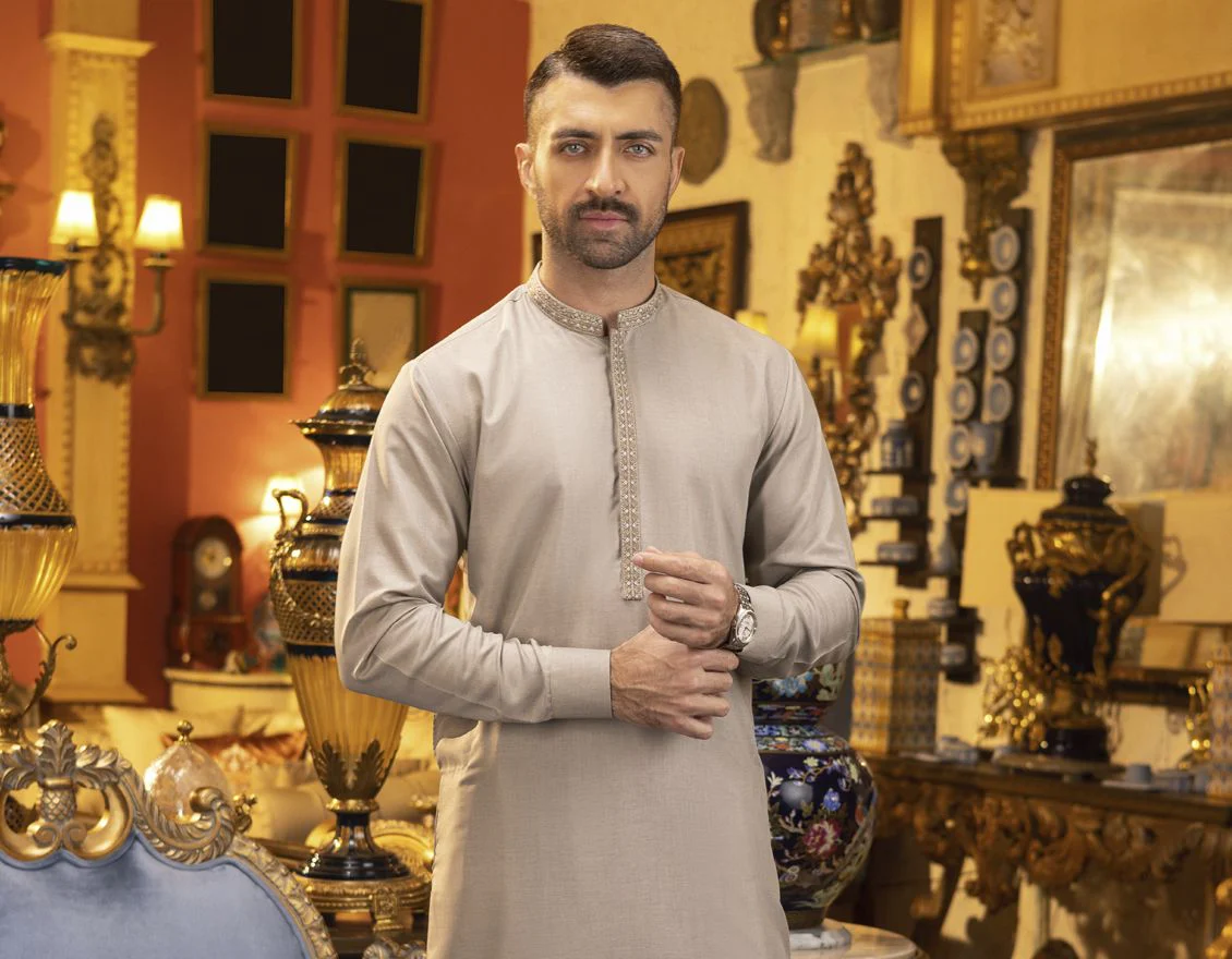 OATMEAL KAMEEZ SHALWAR | JJKS-S-US-36855/S22/JJ7410-SF - Image 2