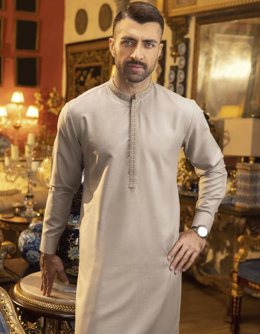 OATMEAL KAMEEZ SHALWAR | JJKS-S-US-36855/S22/JJ7410-SF - Image 5