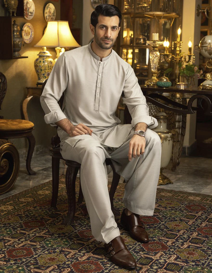 GREY KAMEEZ SHALWAR | JJKS-S-US-36857/S22/JJ7410-SF - Image 3