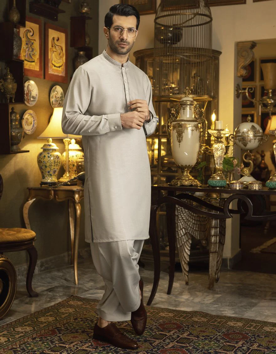 GREY KAMEEZ SHALWAR | JJKS-S-US-36857/S22/JJ7410-SF - Image 7
