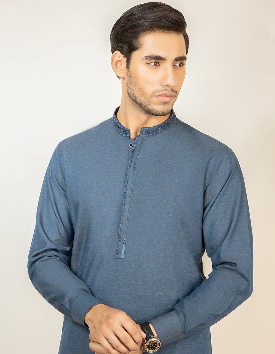 GREISH BLUE BLENDED KAMEEZ SHALWAR | JJKS-S-US-36881/S22/JJ7619-SF - Image 2