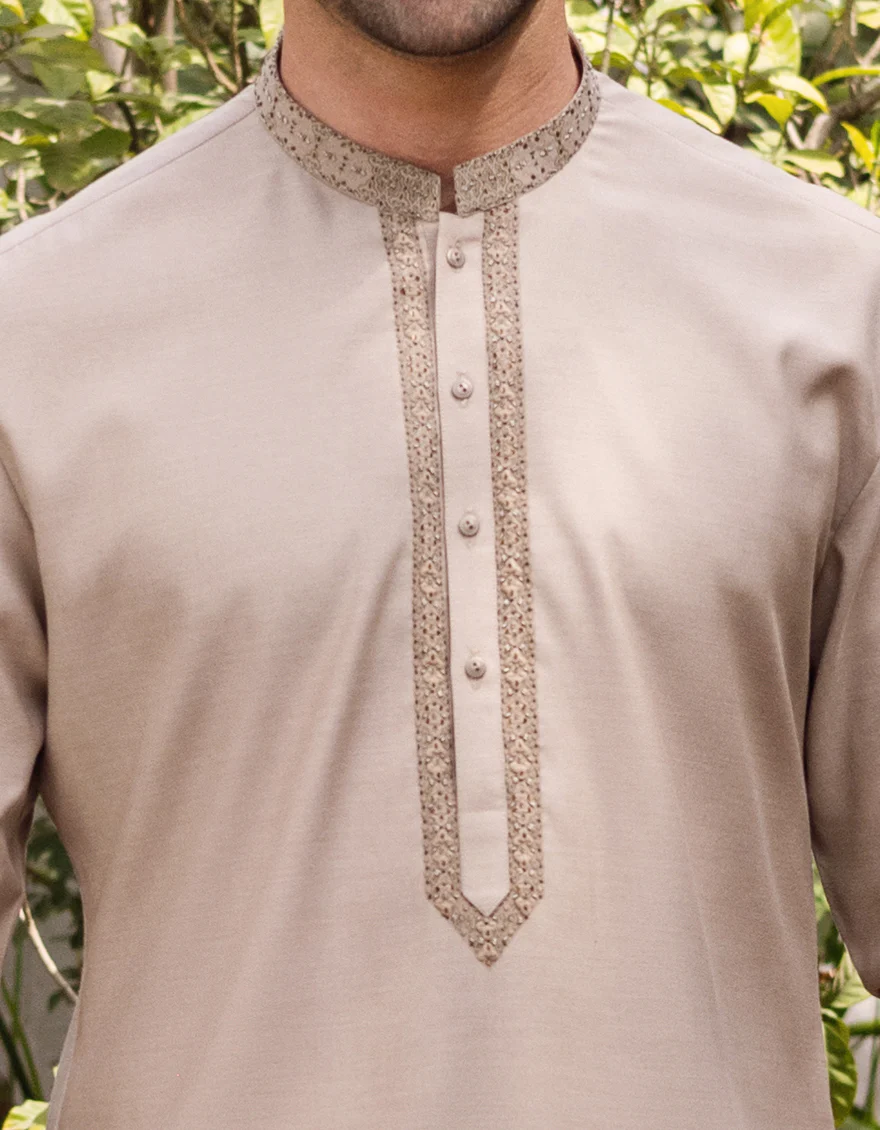 SAND COTTON KAMEEZ SHALWAR | JJKS-S-US-36882/S22/JJ7631-FL - Image 2