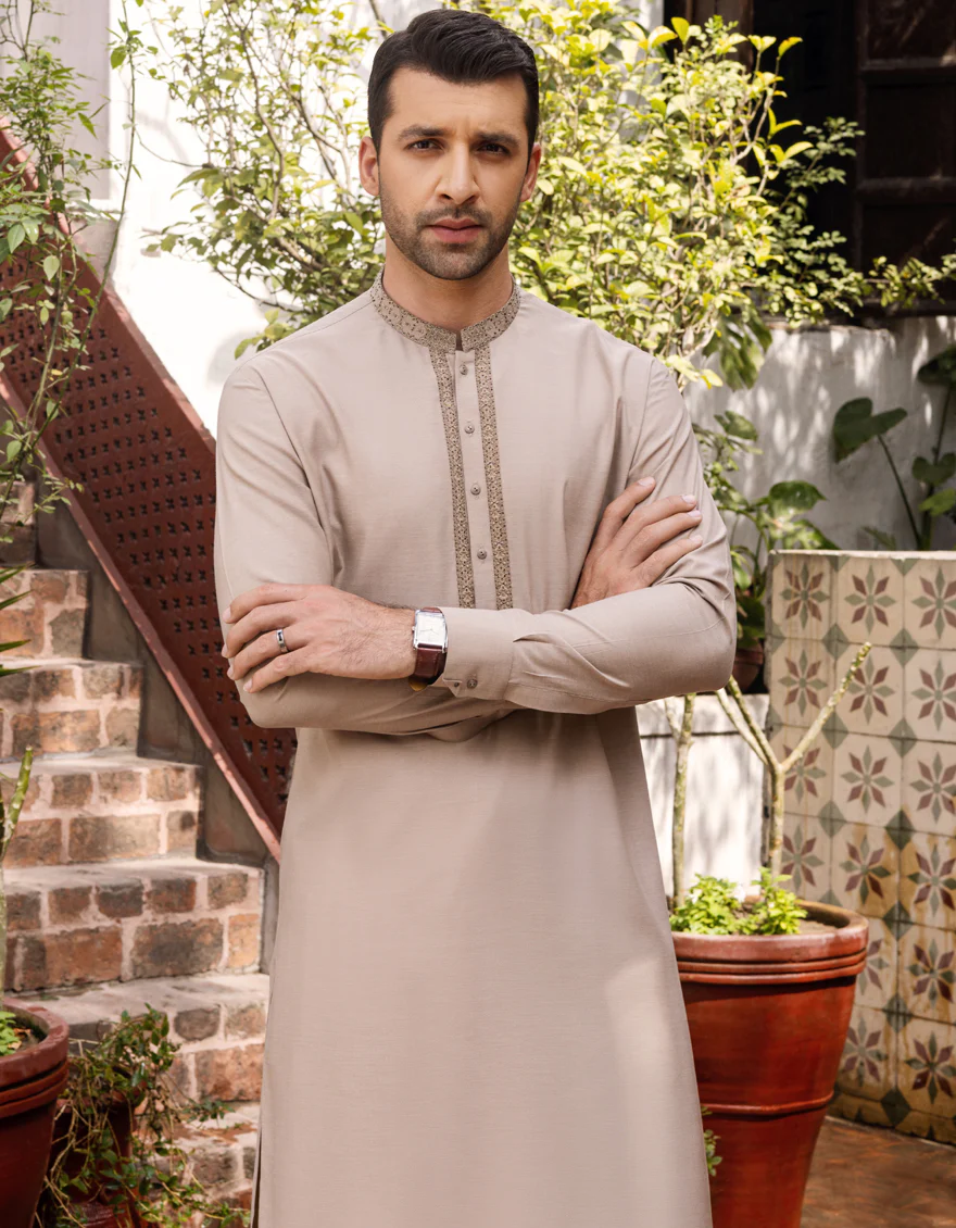 SAND COTTON KAMEEZ SHALWAR | JJKS-S-US-36882/S22/JJ7631-FL - Image 3