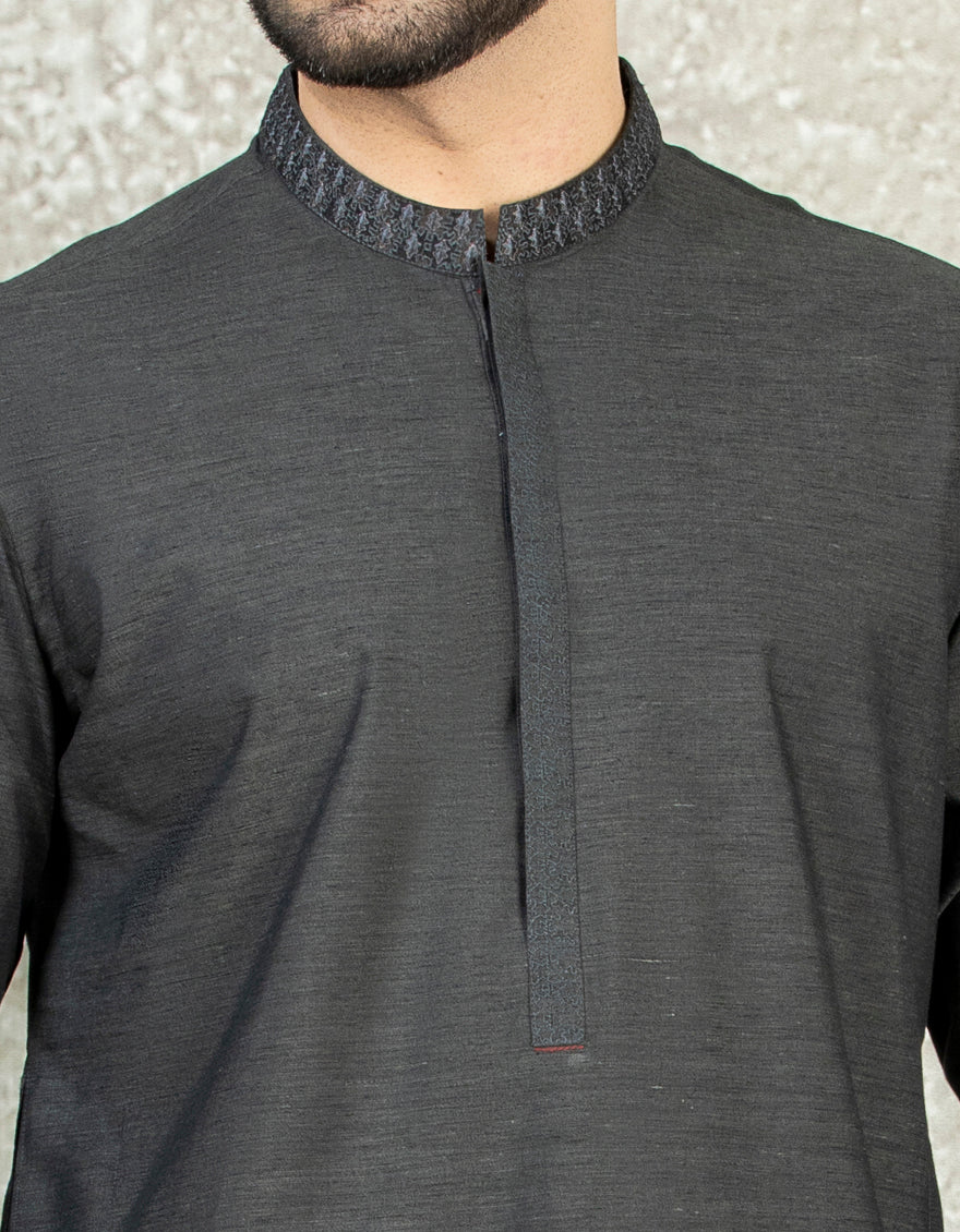 ARMY GREY BLENDED KAMEEZ SHALWAR | JJKS-S-US-36883/S22/JJ7619-SF - Image 2