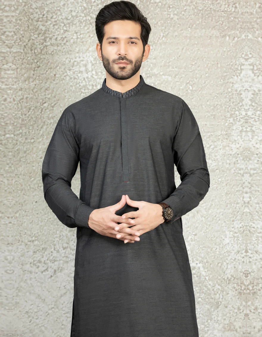 ARMY GREY BLENDED KAMEEZ SHALWAR | JJKS-S-US-36883/S22/JJ7619-SF - Image 3