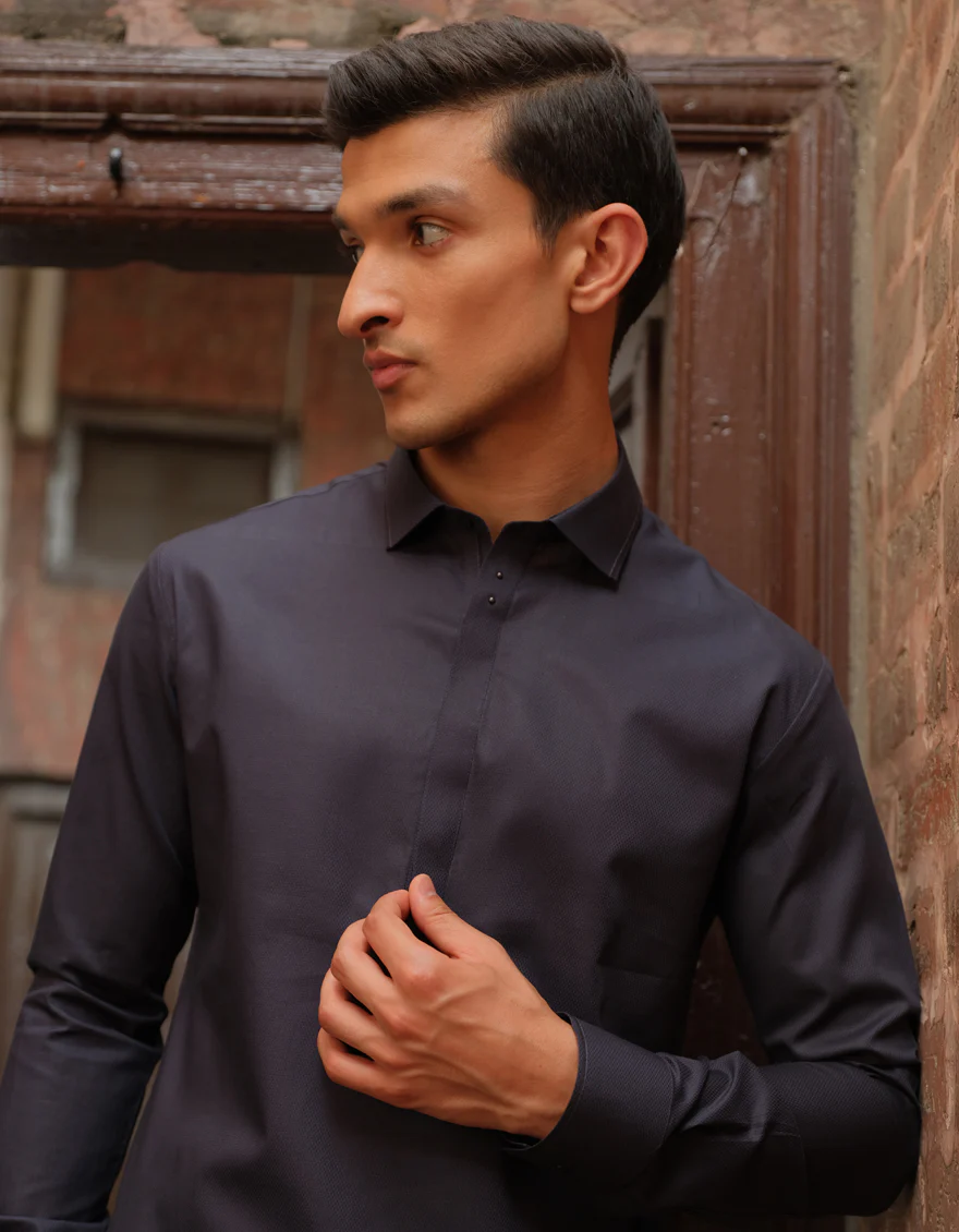 CHARCOAL GREY COTTON KAMEEZ SHALWAR | JJKS-S-US-36888/S22/JJ8132-CL - Image 2