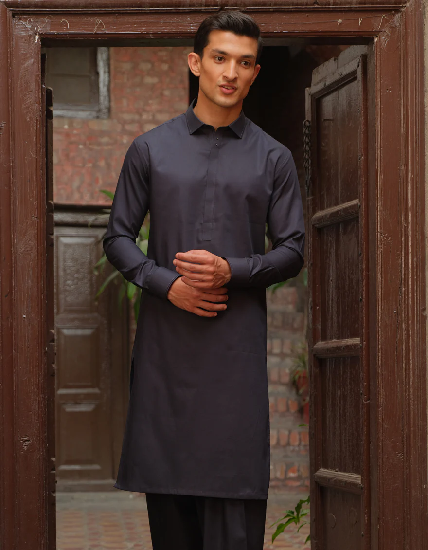 CHARCOAL GREY COTTON KAMEEZ SHALWAR | JJKS-S-US-36888/S22/JJ8132-CL - Image 3