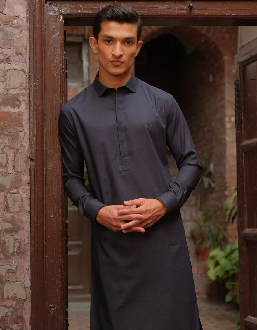 CHARCOAL GREY COTTON KAMEEZ SHALWAR | JJKS-S-US-36888/S22/JJ8132-CL - Image 4