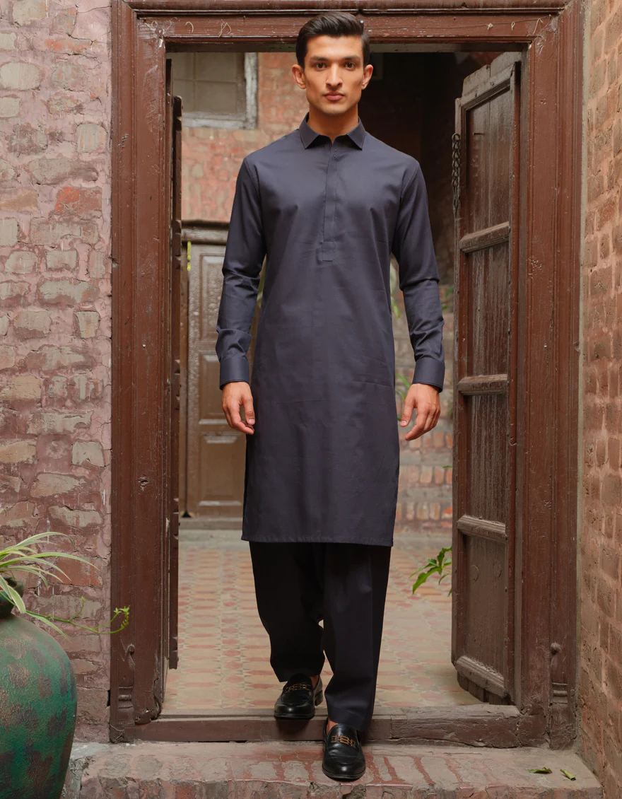 CHARCOAL GREY COTTON KAMEEZ SHALWAR | JJKS-S-US-36888/S22/JJ8132-CL - Image 5