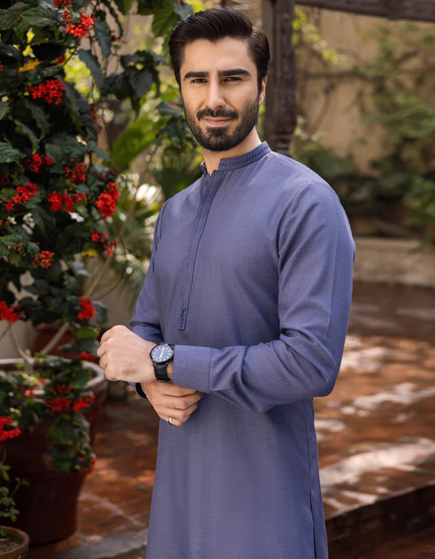 DENIM BLUE BLENDED KAMEEZ SHALWAR | JJKS-S-US-36894/S22/JJ7631-SF - Image 2