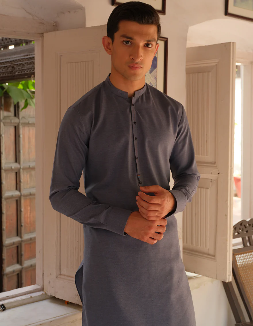 DULL BLUE BLENDED KAMEEZ SHALWAR | JJKS-S-US-36896/S22/JJ7639-CL - Image 4