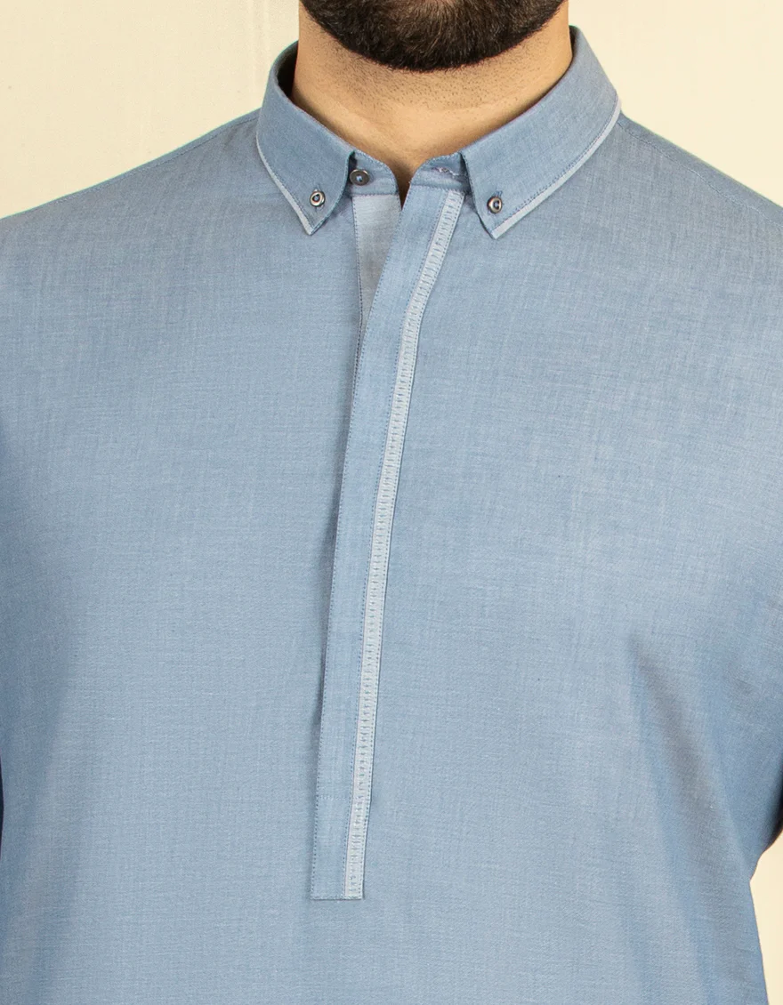 SKY BLUE COTTON KAMEEZ SHALWAR | JJKS-S-US-36911/S22/JJ7677-CL - Image 2