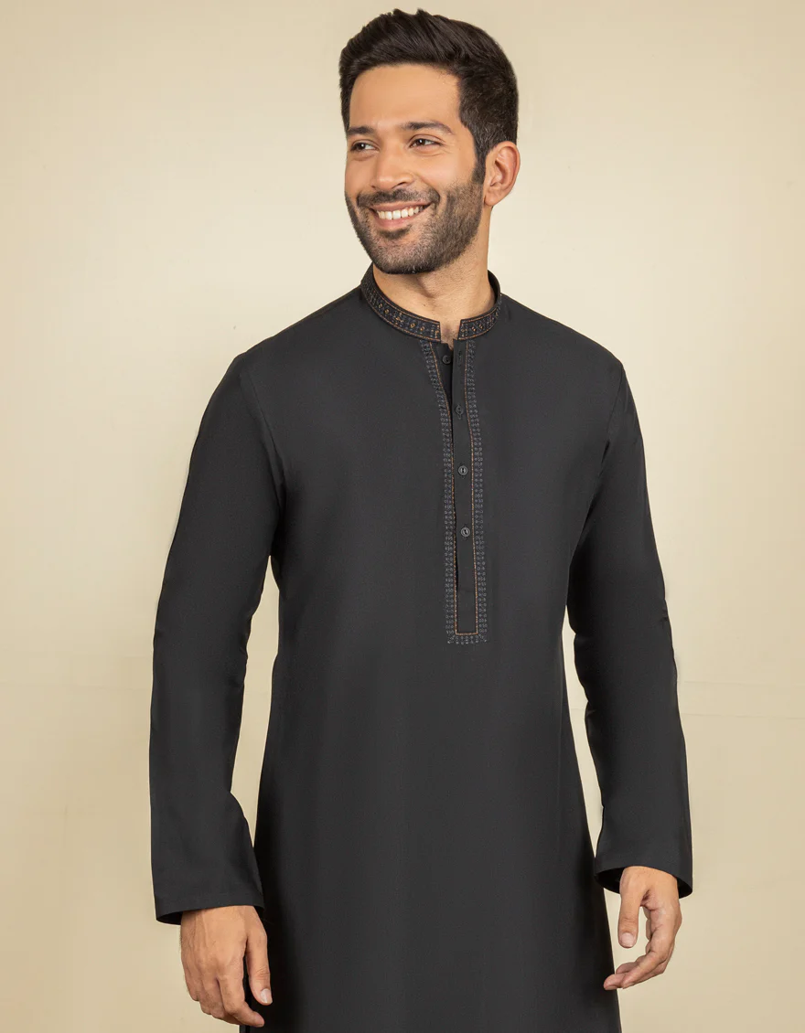 BLACK BLENDED KAMEEZ SHALWAR | JJKS-S-US-36918/S22-JJ7621-CL - Image 3