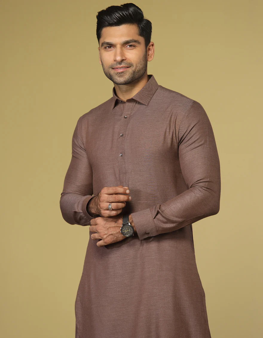 WOOLEN BROWN BLENDED KAMEEZ SHALWAR | JJKS-S-US-36922/S22/JJ7639-PN - Image 3