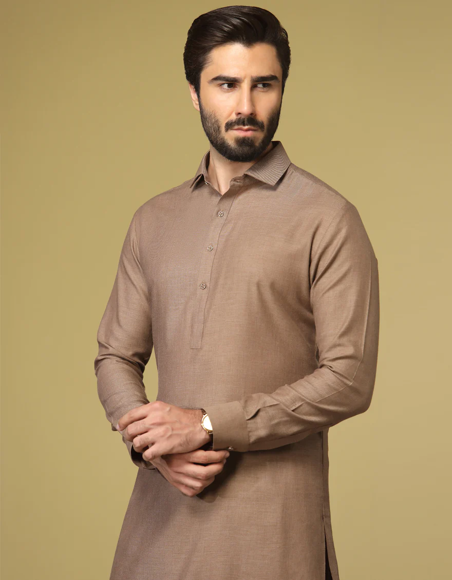 BEIGE BLENDED KAMEEZ SHALWAR | JJKS-S-US-36923/S22/JJ7639-PN - Image 3