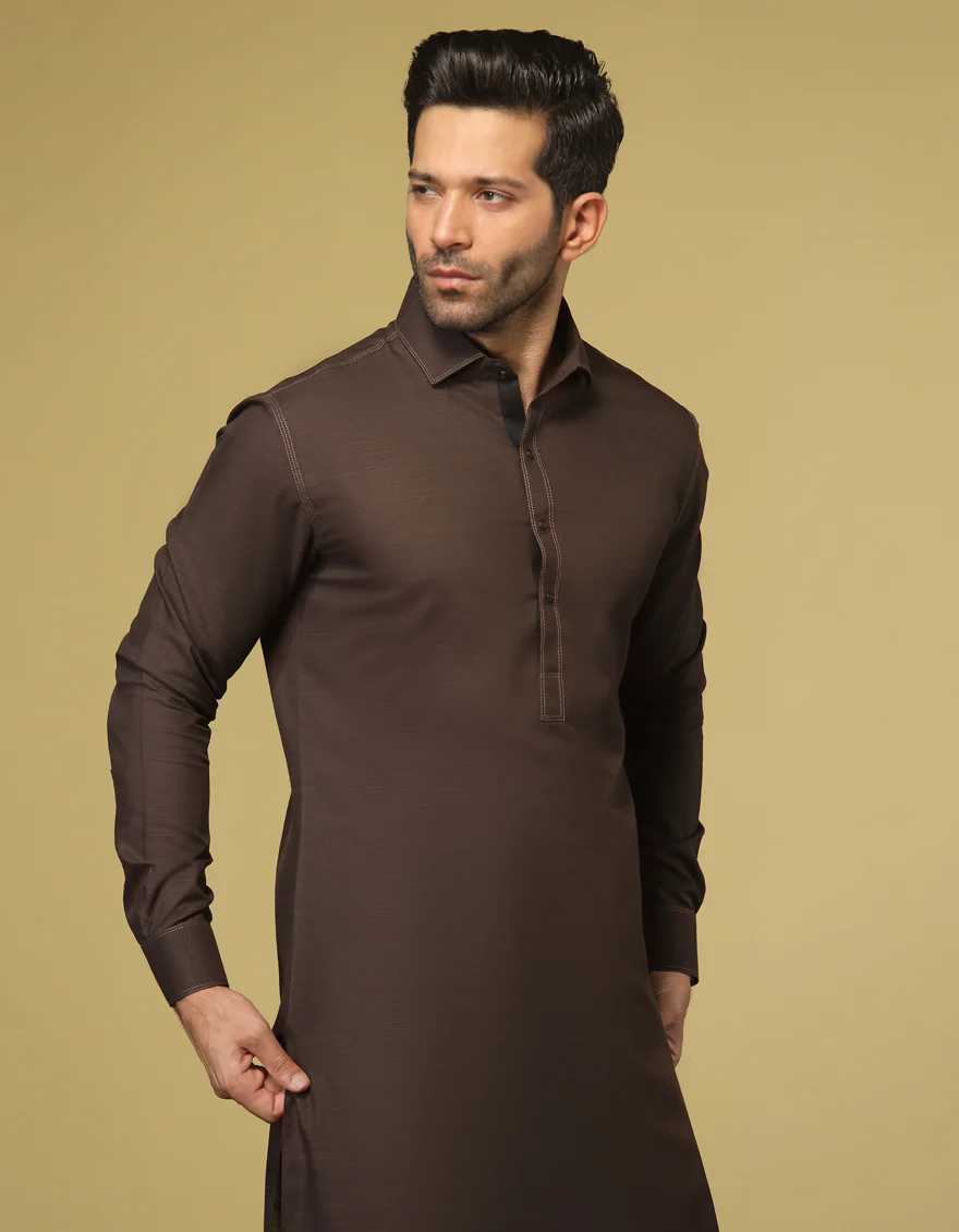 BROWN BLENDED KAMEEZ SHALWAR | JJKS-S-US-36925/S22/JJ7632-PN - Image 3