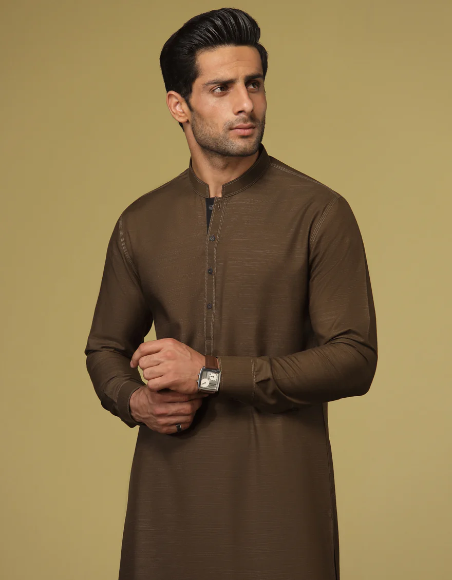 MEHNDI GREEN BLENDED KAMEEZ SHALWAR | JJKS-S-US-36926/S22/JJ7632-PN - Image 3