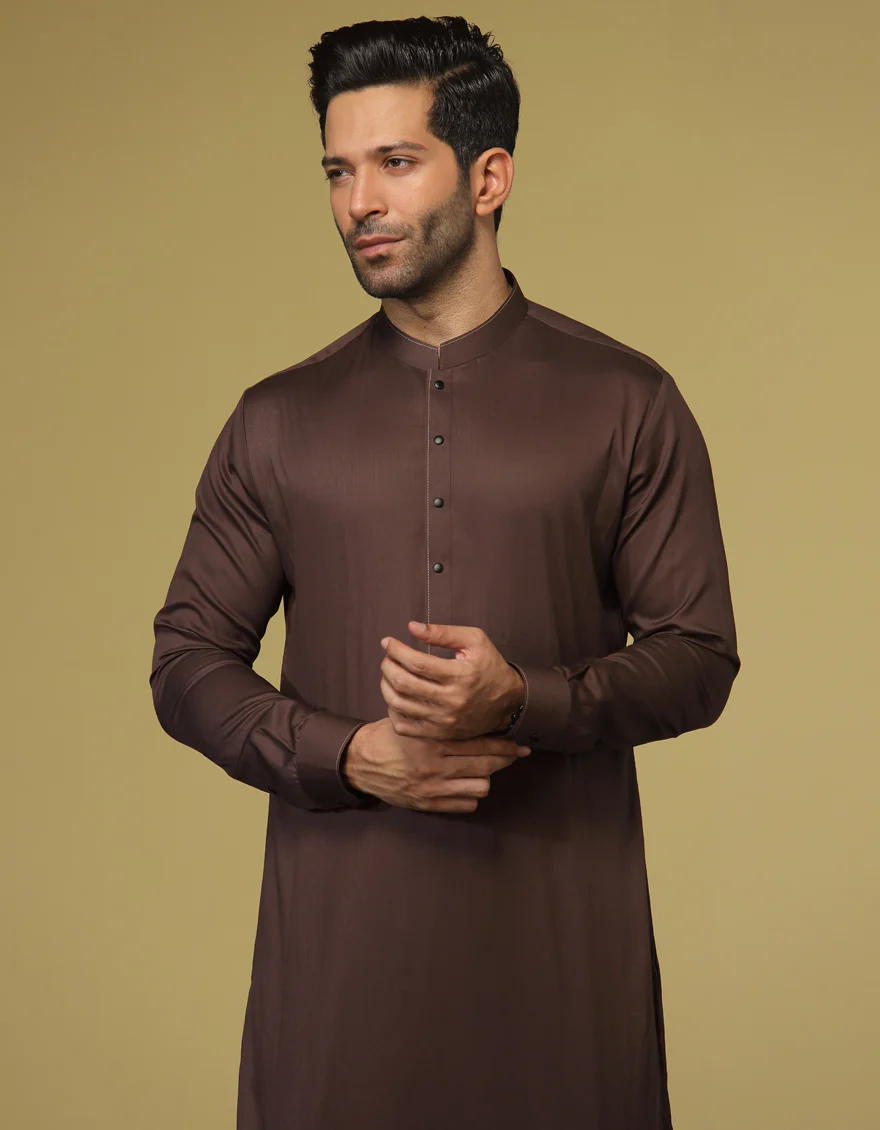 COFFEE BROWN COTTON KAMEEZ SHALWAR | JJKS-S-US-36928/S22/JJ8170-PN - Image 3