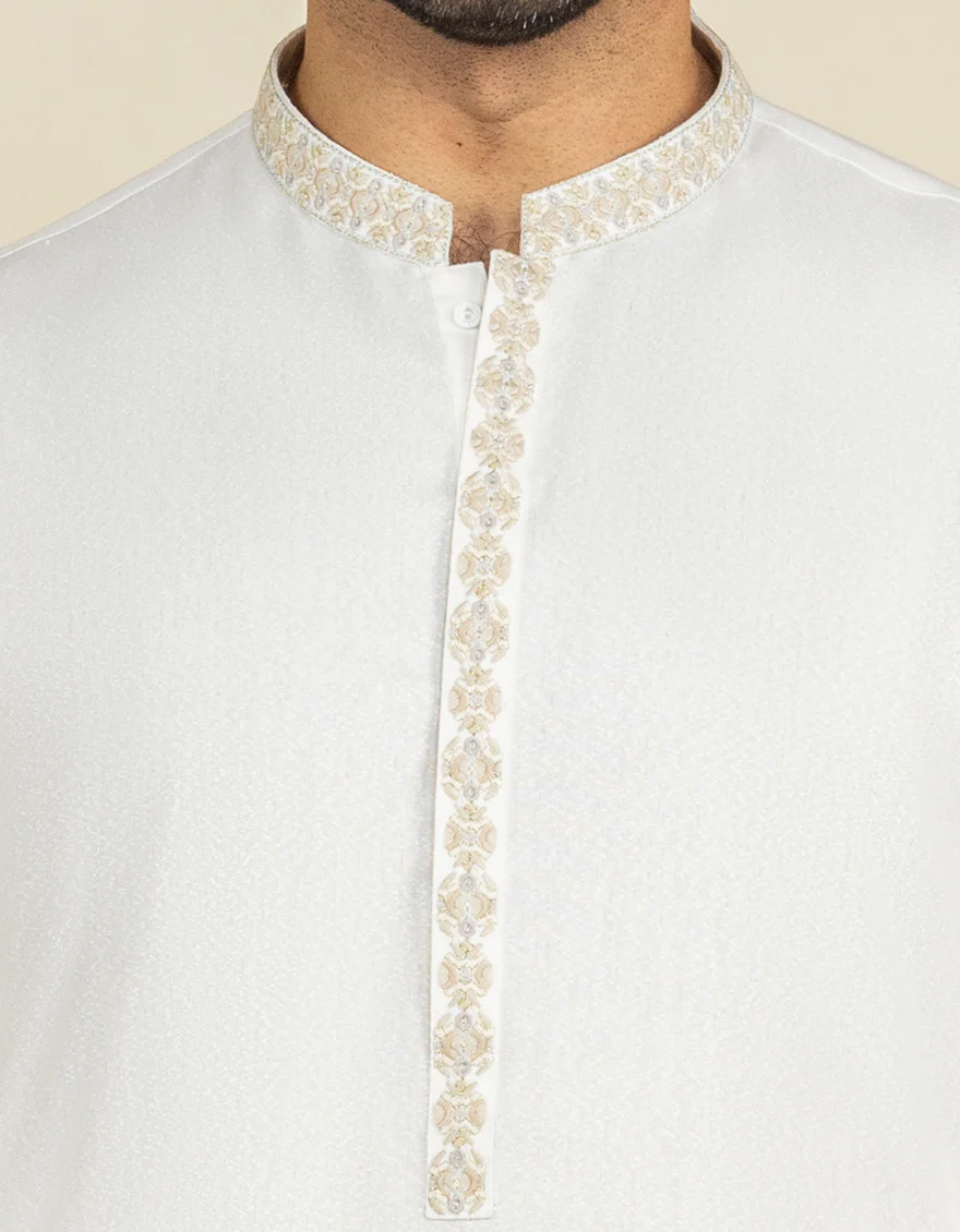 WHITE BLENDED KAMEEZ SHALWAR | JJKS-S-US-36939/S22/JJ7568-FL - Image 2