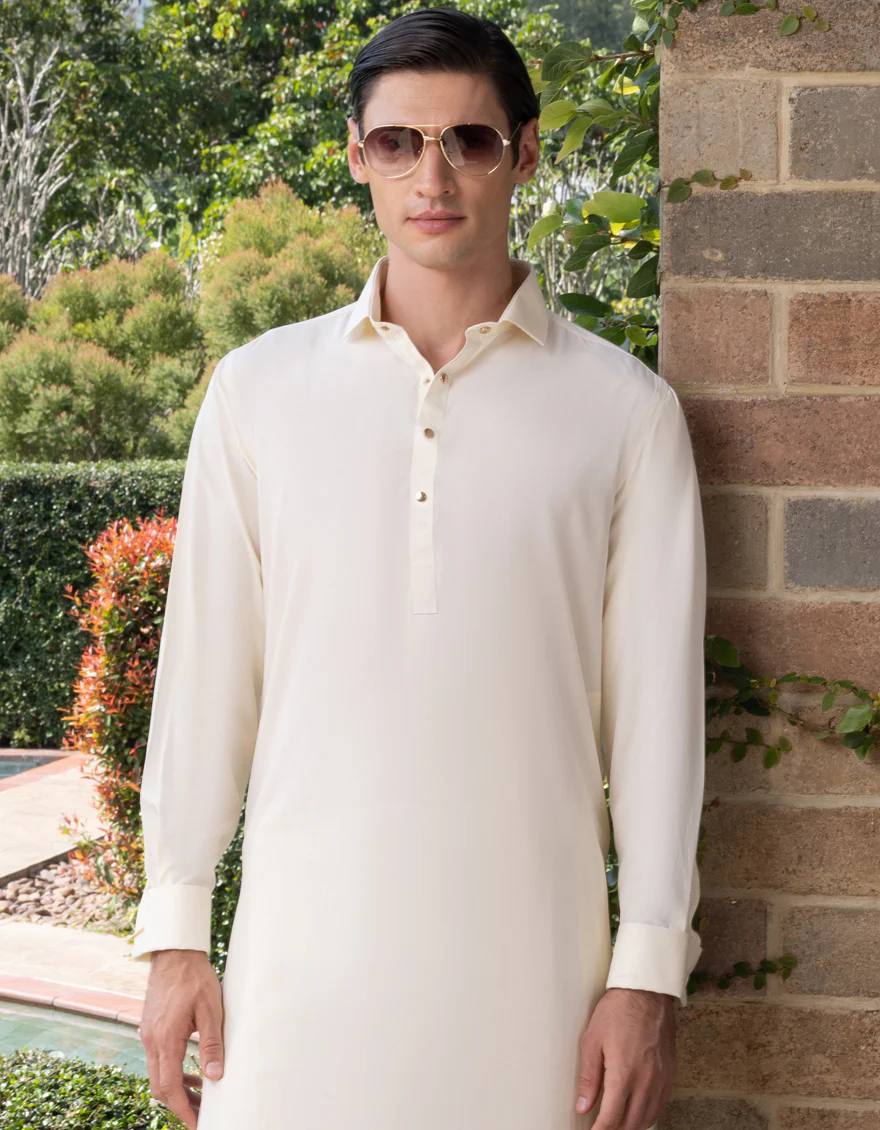 CREAM BLENDED KAMEEZ SHALWAR | JJKS-S-US-36946/S23/JJ8611-PL - Image 4