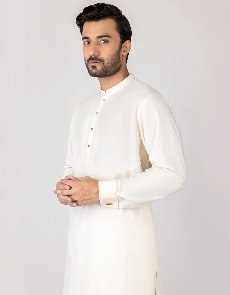 OFF WHITE BLENDED KAMEEZ SHALWAR | JJKS-S-US-36947/S23/JJ8145-PN - Image 3