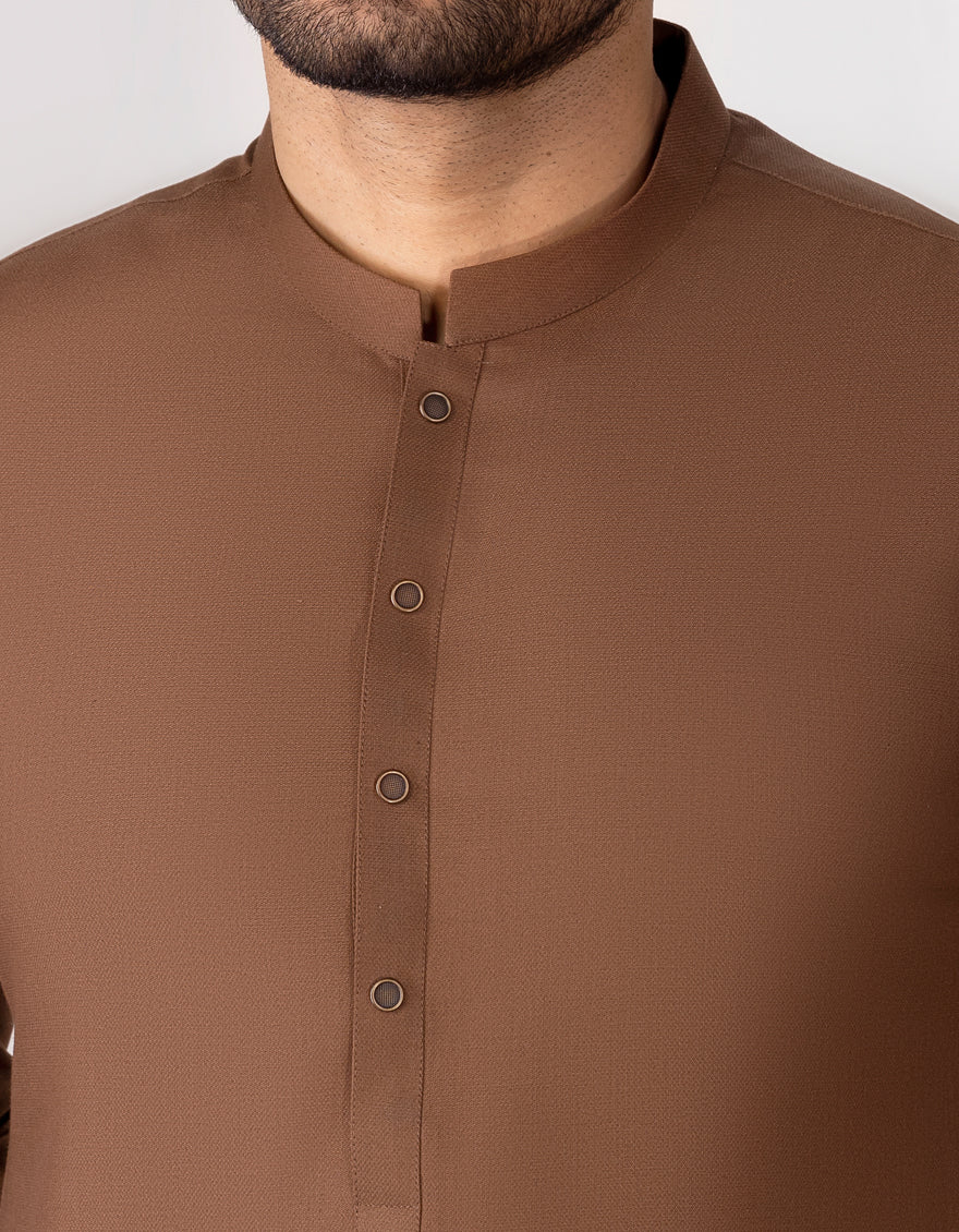 BROWN BLENDED KAMEEZ SHALWAR | JJKS-S-US-36970/S23/JJ8631-PN - Image 2