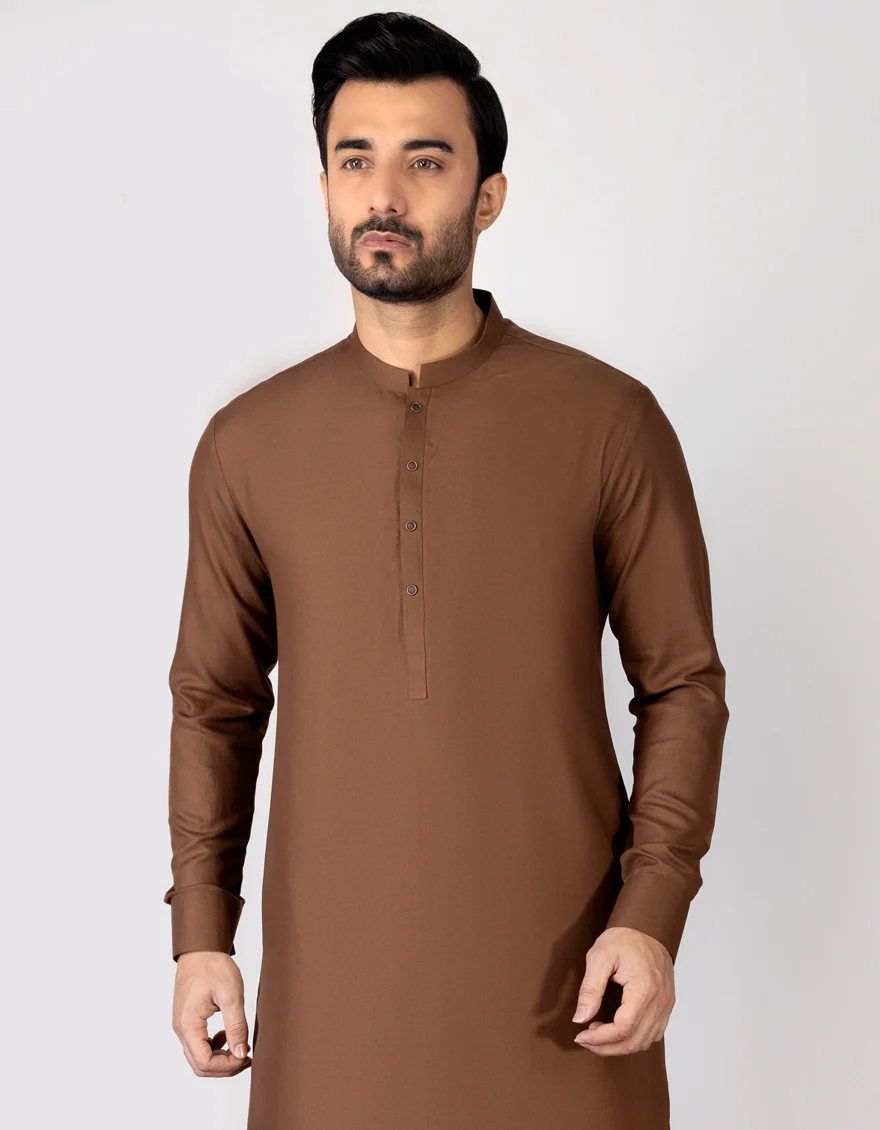 BROWN BLENDED KAMEEZ SHALWAR | JJKS-S-US-36970/S23/JJ8631-PN - Image 3