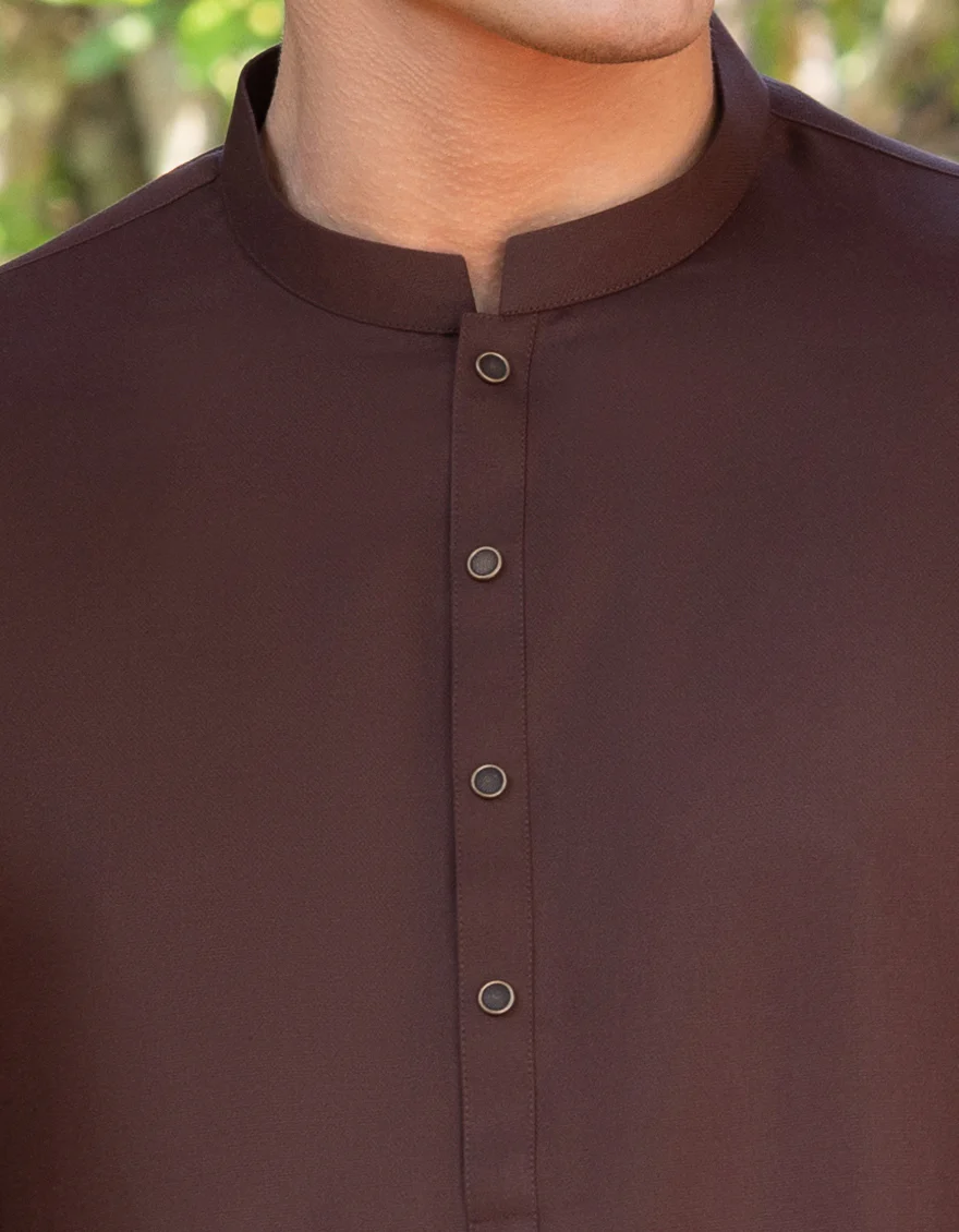 CHOCOLATE BROWN BLENDED KAMEEZ SHALWAR | JJKS-S-US-36971/S23/JJ8631-PN - Image 2