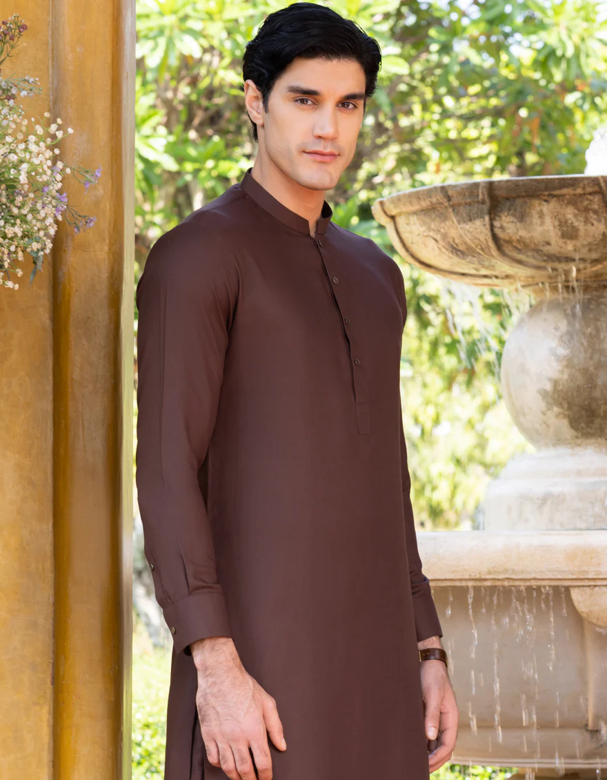 CHOCOLATE BROWN BLENDED KAMEEZ SHALWAR | JJKS-S-US-36971/S23/JJ8631-PN - Image 3