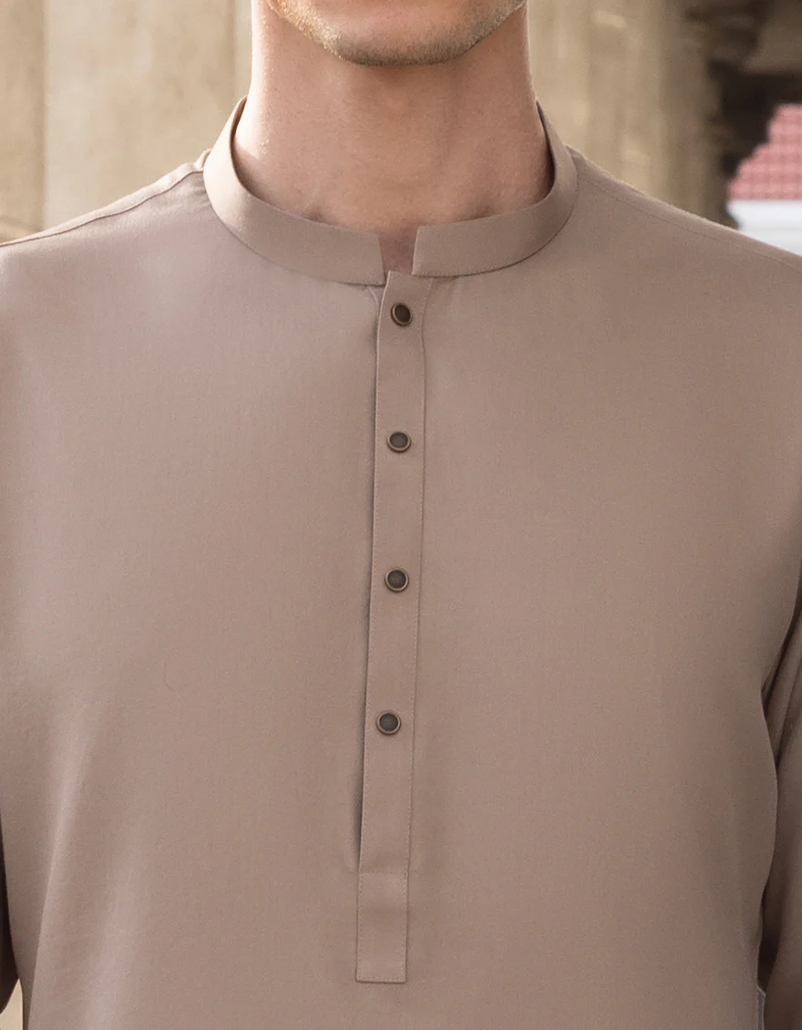 BEIGE BLENDED KAMEEZ SHALWAR | JJKS-S-US-36972/S23/JJ8631-PN - Image 2