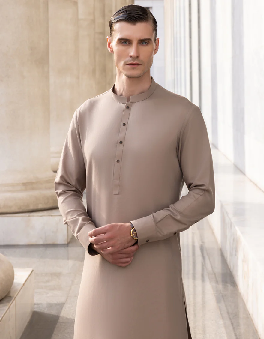 BEIGE BLENDED KAMEEZ SHALWAR | JJKS-S-US-36972/S23/JJ8631-PN - Image 4