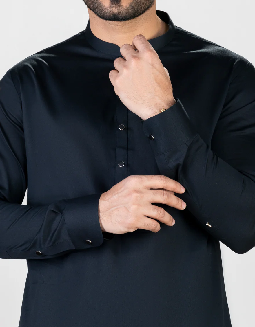 BLACK COTTON KAMEEZ SHALWAR | JJKS-S-US-37000/S23/JJ8170-PN - Image 2