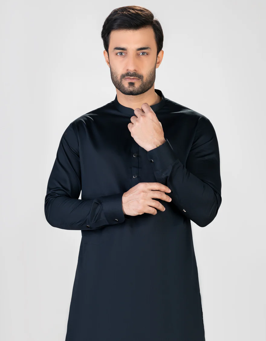 BLACK COTTON KAMEEZ SHALWAR | JJKS-S-US-37000/S23/JJ8170-PN - Image 3