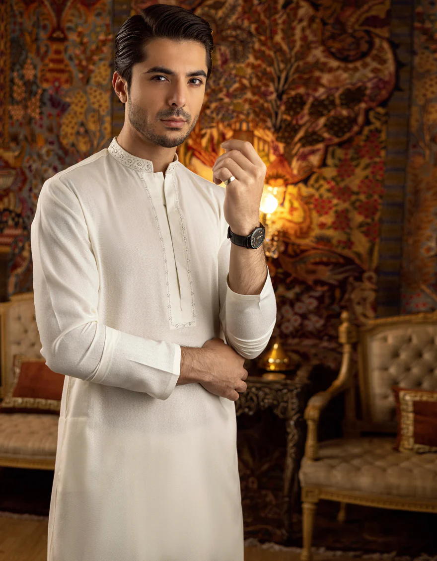 OFF WHITE BLENDED KAMEEZ SHALWAR | JJKS-S-US-37571/S22/JJ7195-FL - Image 4