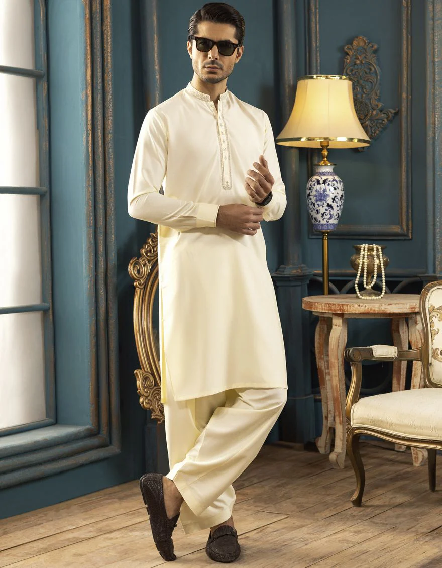 CREAM KAMEEZ SHALWAR | JJKS-S-US-37572/S22/JJ7400-FL - Image 5