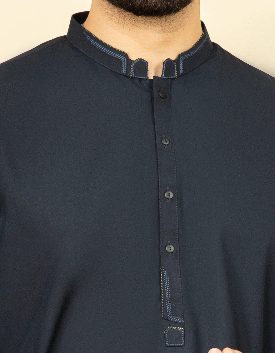 NAVY BLUE BLENDED KAMEEZ SHALWAR | JJKS-S-US-37573/S22/JJ7527-CL - Image 2