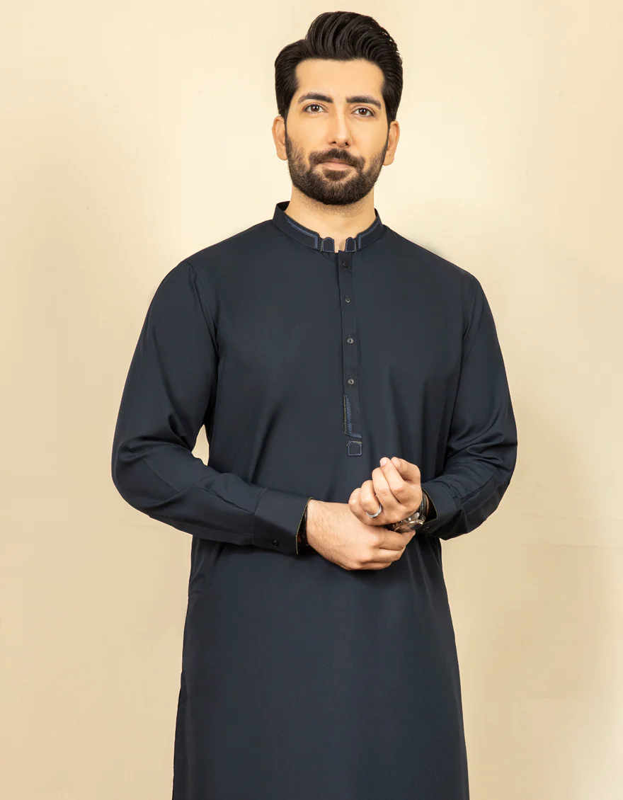 NAVY BLUE BLENDED KAMEEZ SHALWAR | JJKS-S-US-37573/S22/JJ7527-CL - Image 3