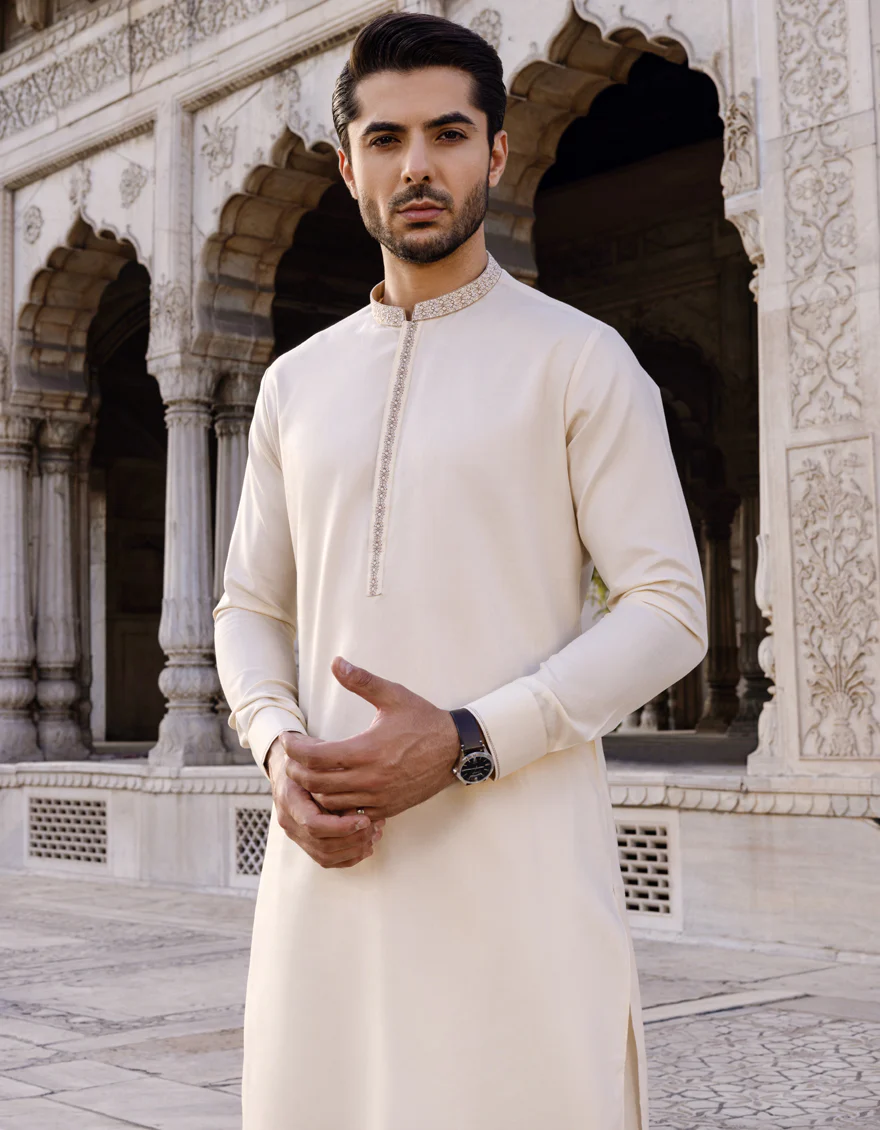CREAM COTTON KAMEEZ SHALWAR | JJKS-S-US-37593/S22/JJ8172-SF - Image 2