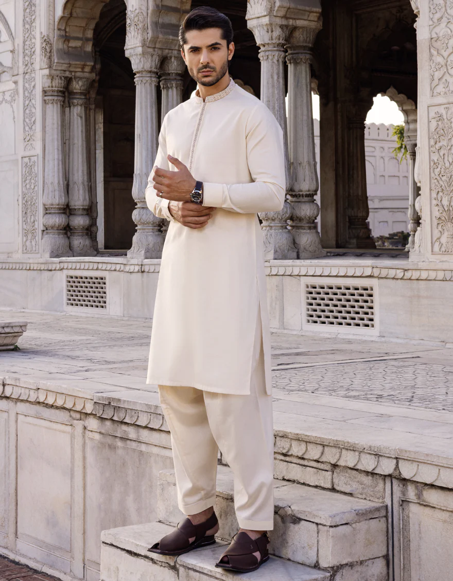 CREAM COTTON KAMEEZ SHALWAR | JJKS-S-US-37593/S22/JJ8172-SF - Image 3