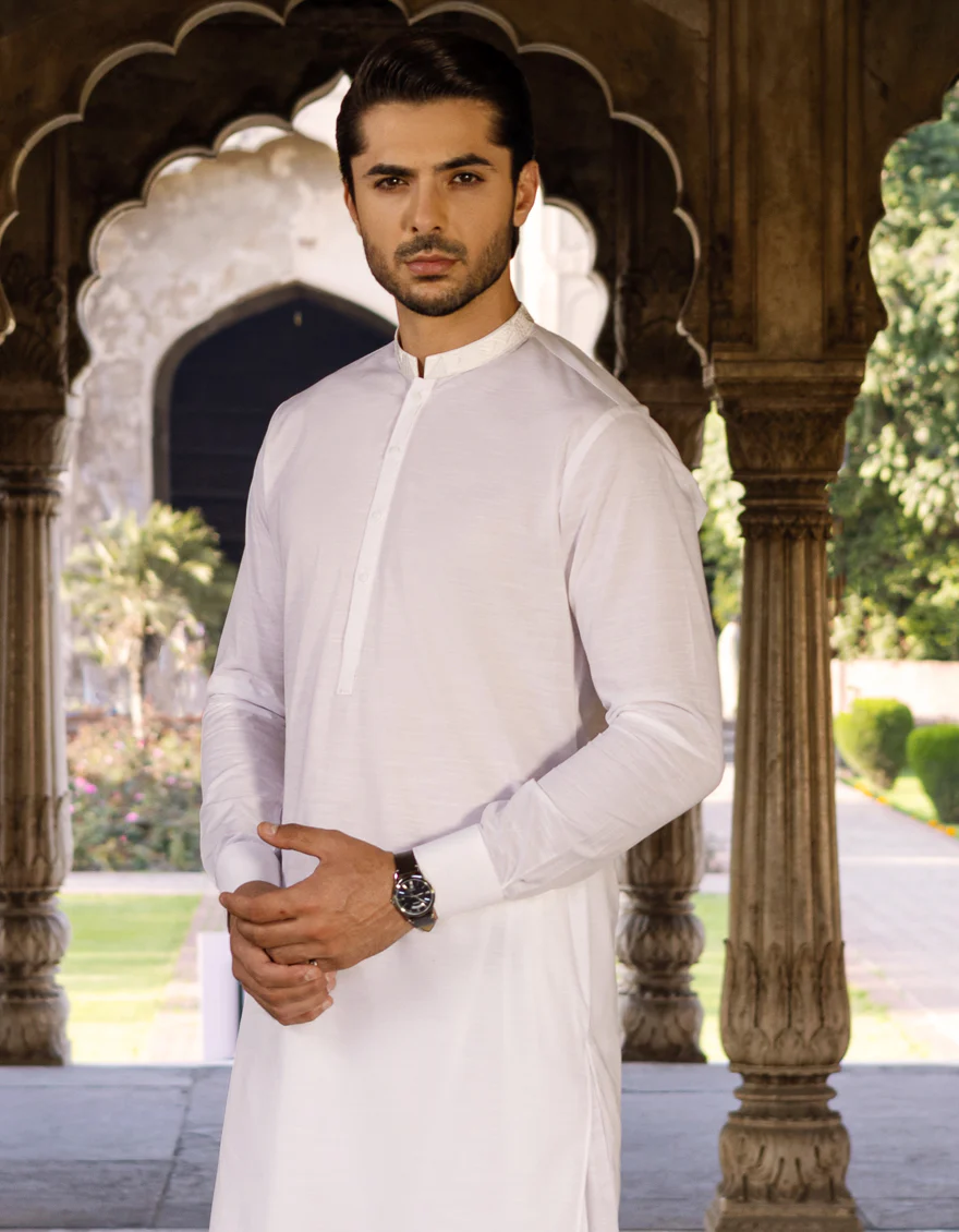 WHITE COTTON KAMEEZ SHALWAR | JJKS-S-US-37596/S22/JJ7312-SF - Image 2