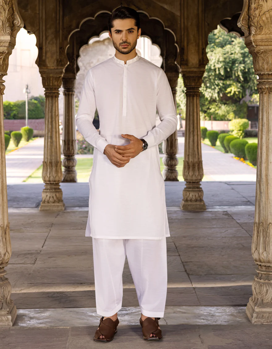 WHITE COTTON KAMEEZ SHALWAR | JJKS-S-US-37596/S22/JJ7312-SF - Image 3