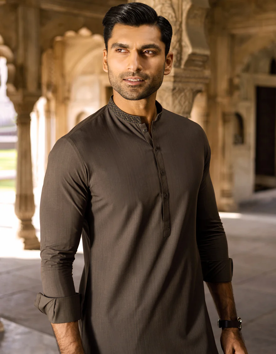 MEHNDI GREEN BLENDED KAMEEZ SHALWAR | JJKS-S-US-37604/S22/JJ7563-SF - Image 3