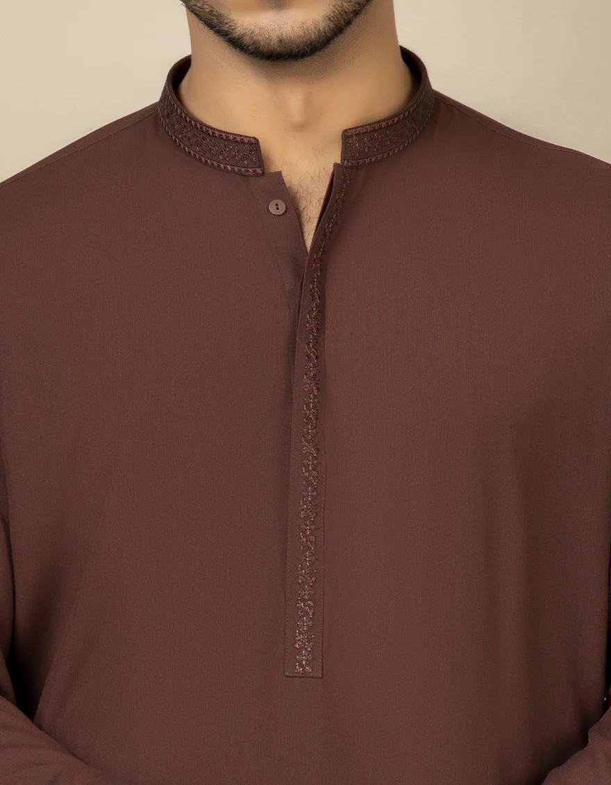 MAROON BLENDED KAMEEZ SHALWAR | JJKS-S-US-37609/S22/JJ7628-SF - Image 2