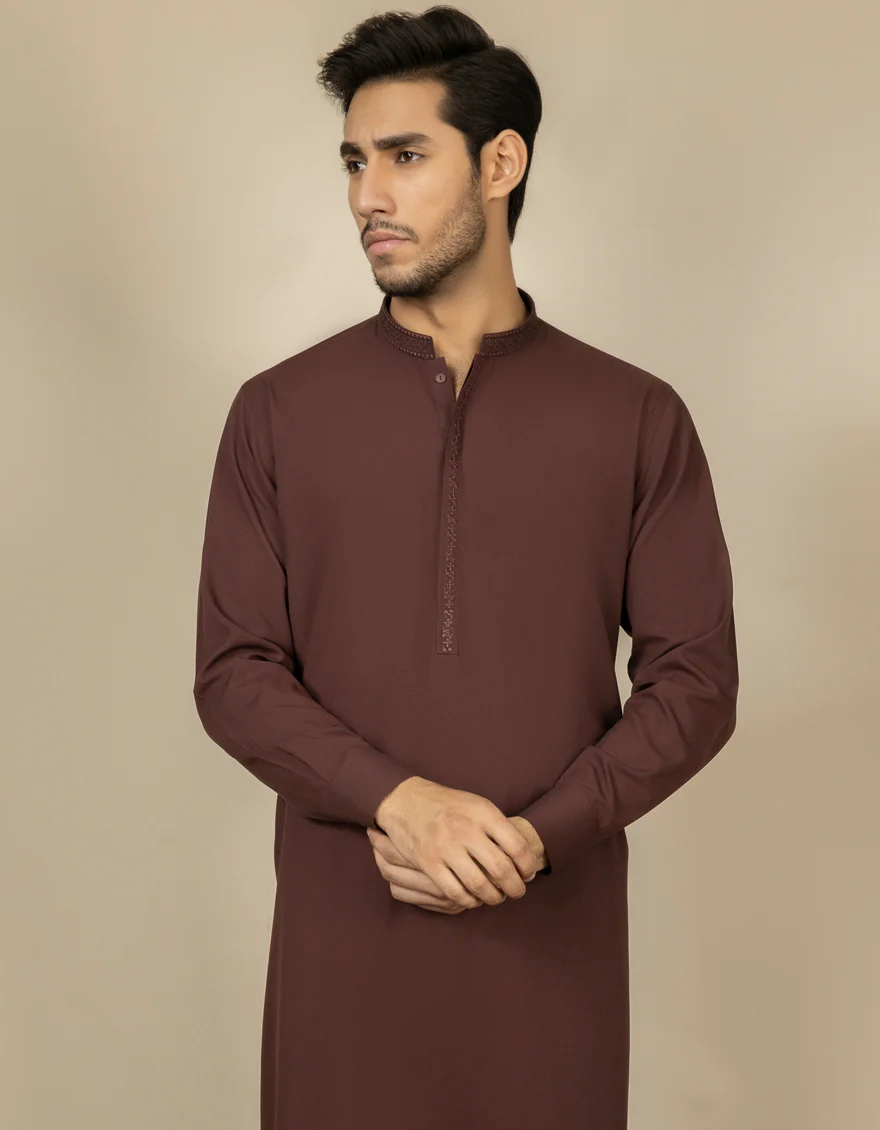 MAROON BLENDED KAMEEZ SHALWAR | JJKS-S-US-37609/S22/JJ7628-SF - Image 3