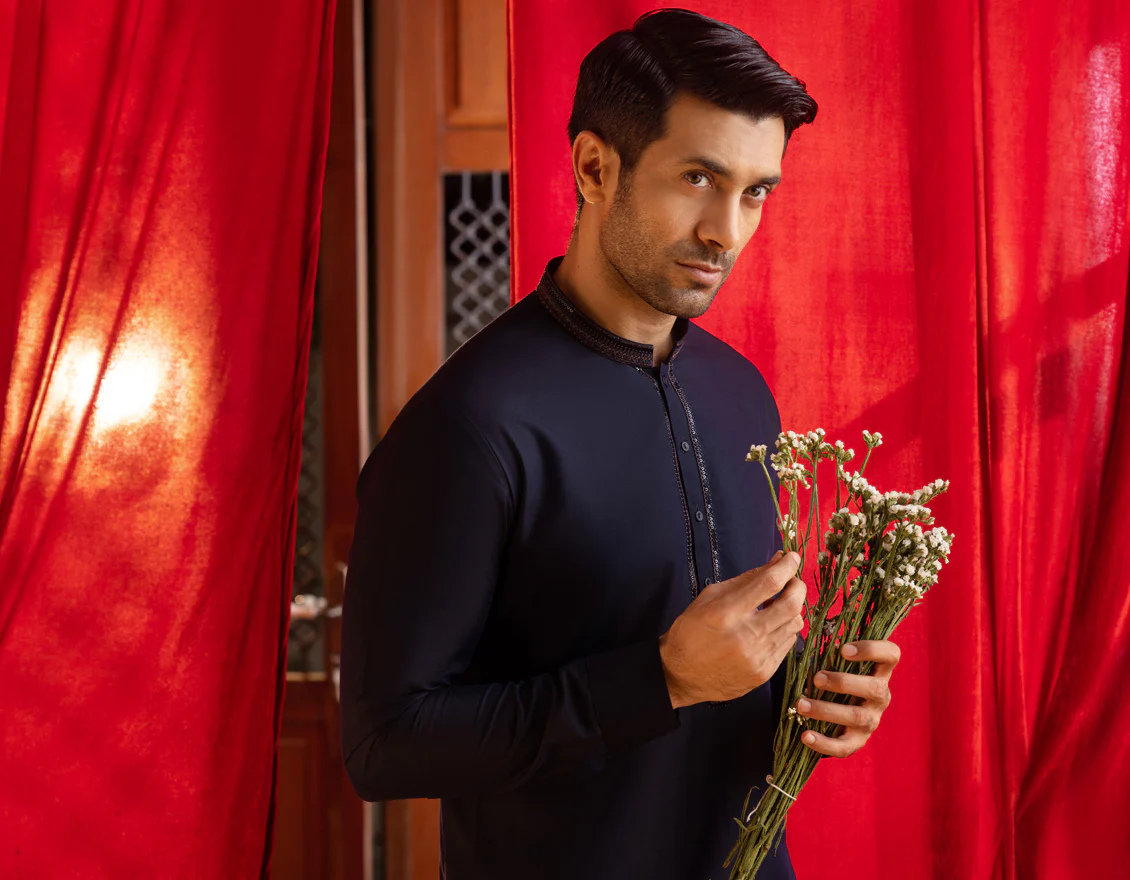 NAVY BLUE BLENDED KAMEEZ SHALWAR | JJKS-S-US-37615/S22/JJ7610-FL - Image 5