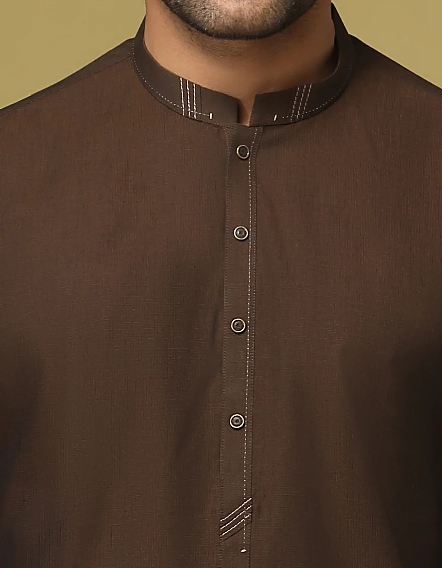 CHOCO BROWN COTTON KAMEEZ SHALWAR | JJKS-S-US-37617/S22/JJ8175-EX - Image 2