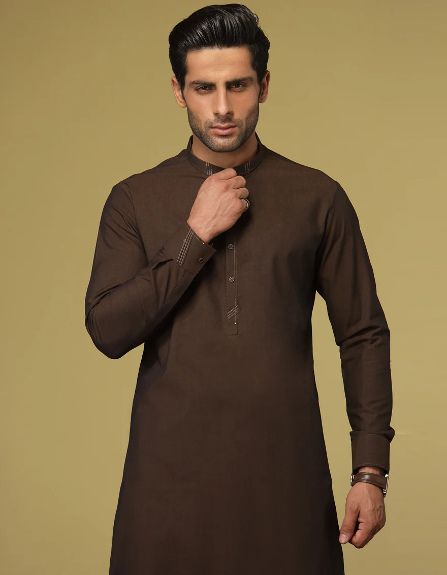 CHOCO BROWN COTTON KAMEEZ SHALWAR | JJKS-S-US-37617/S22/JJ8175-EX - Image 3